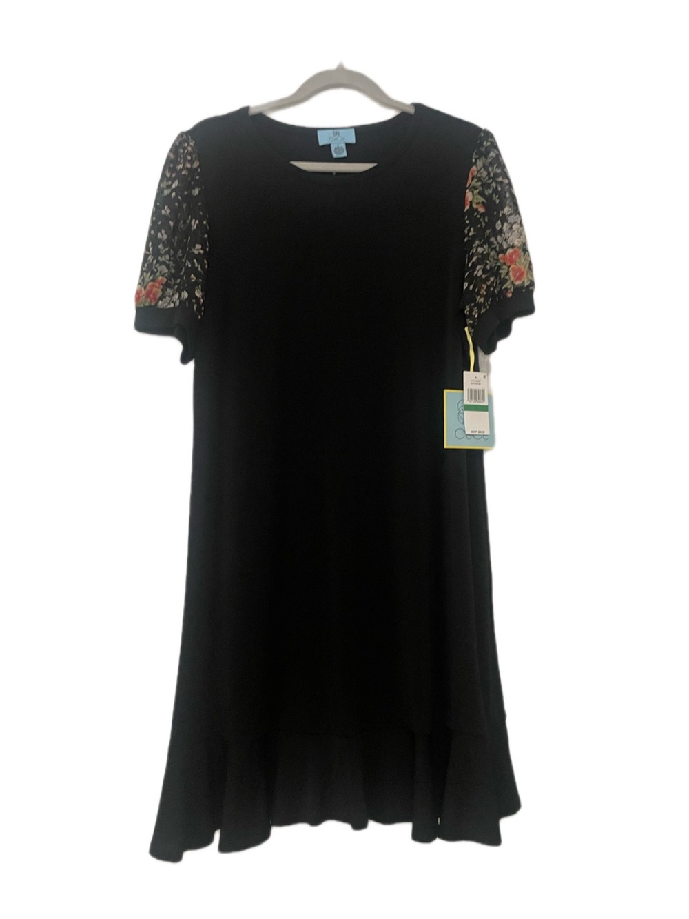 CeCe Black Dress with Subtle Floral Accents